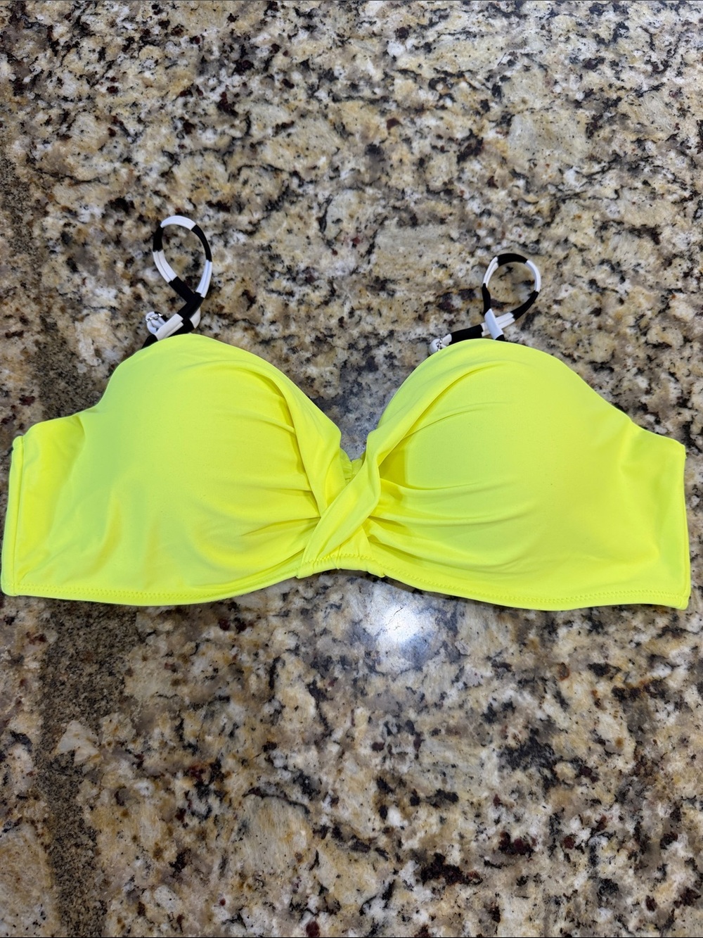 Neon Yellow Twist Bandeau Bikini Top - Women new without tags